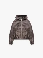HOODED LEATHER JACKET - VINTAGE BROWN