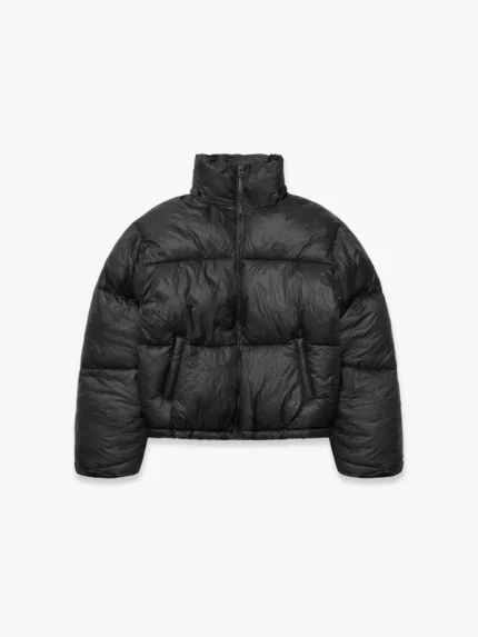 WRINKLED PUFFER JACKET - BLACK