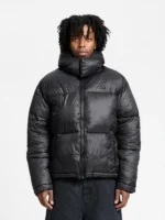 WRINKLED PUFFER JACKET - BLACK