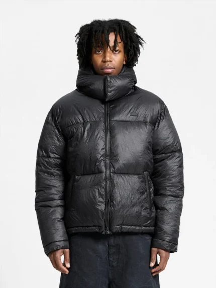WRINKLED PUFFER JACKET - BLACK