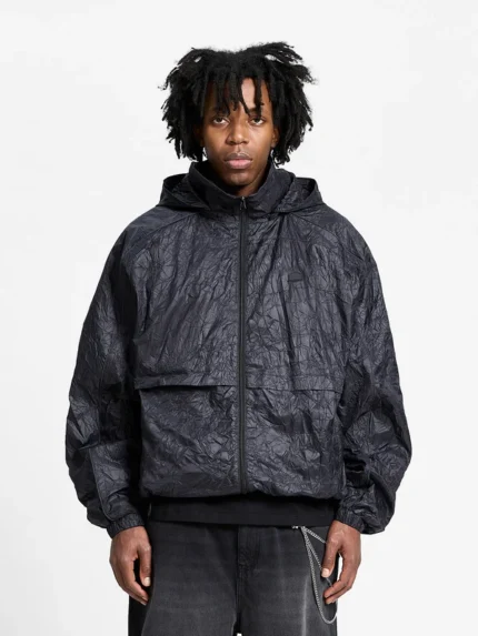 WRINKLED RAIN JACKET - BLACK